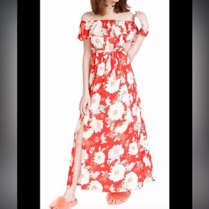 California Moonrise floral printed ruffle sleeveless maxi dress